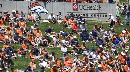Denver Broncos fans watching training camp